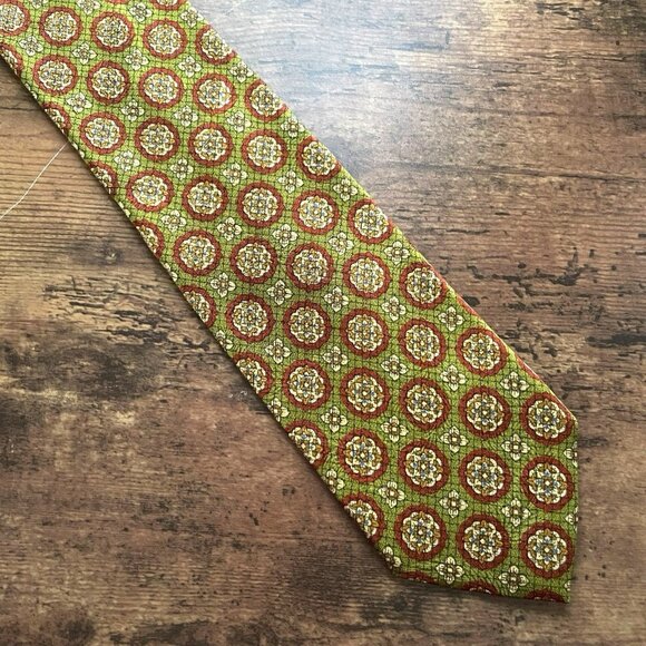 Robert Talbott Carmel Best Of Class Silk Tie Olive Green Medallion Print Necktie - Picture 3 of 9